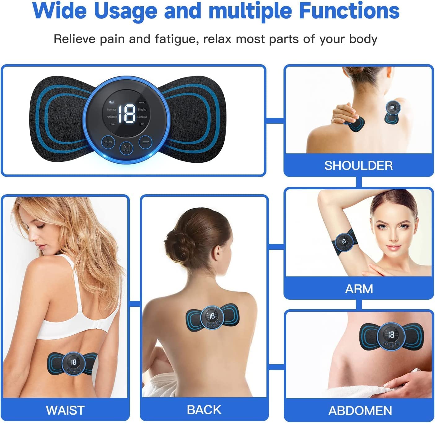 Body Massager,Wireless Portable Neck Massager with 8 Modes and 19 Strength Levels Rechargeable Pain Relief EMS Massage Machine for Shoulder,Arms,Legs,Back Pain for Men and Women Body Massager,Wireless Portable Neck Massager with 8 Modes and 19 Strength Levels Rechargeable Pain Relief EMS Massage Machine for Shoulder,Arms,Legs,Back Pain for Men and Women